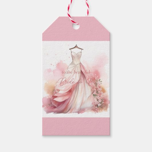 Bruidsjurk in het wit voor bruidsfeest cadeaulabel (Voorkant)