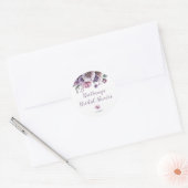 Bruidsjurk Lavendel Waterverf Bloemen Ronde Sticker (Envelop)