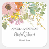 Bruidsjurk Lente Bloem Tuin Bruiloft Feest Papiere Vierkante Sticker (Voorkant)