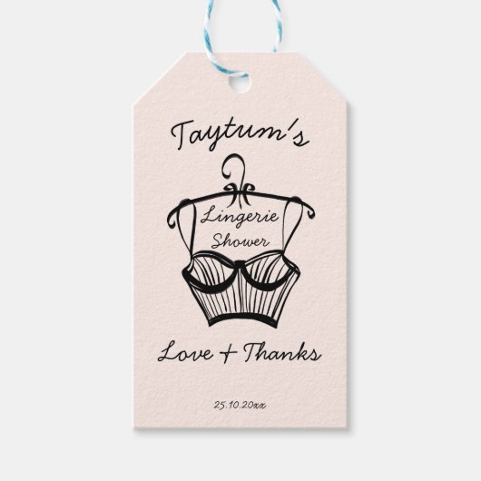 Bruidsjurk lingerie bruiloft bedankjes cadeaulabel (Voorkant)