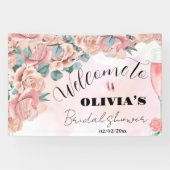 Bruidsjurk met bloemblaadjes & prosecco bruidsfees spandoek (Horizontaal)