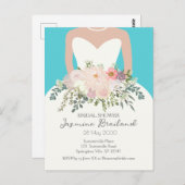 Bruidsjurk met bloemboeket bruidsdouche  briefkaart (Voorkant / Achterkant)