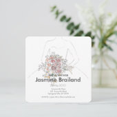 Bruidsjurk met bloemboeket bruidsdouche  save the date (Staand voorkant)