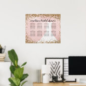 Bruidsjurk met glinsterende glitter Bruid zitplaat Poster (Thuiskantoor)