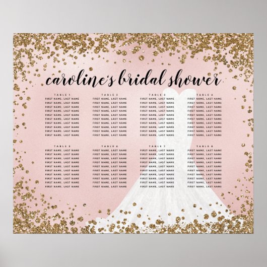 Bruidsjurk met glinsterende glitter Bruid zitplaat Poster (Voorkant)