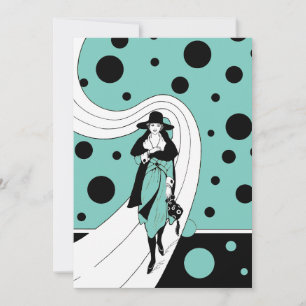 Bruidsjurk Mode Show Vintage Art Deco Bruiloft Kaart