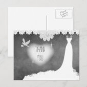 Bruidsjurk op schoolbord met kant & witte duif briefkaart (Voorkant / Achterkant)