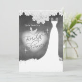 Bruidsjurk op schoolbord met kant & witte duif kaart (Staand voorkant)