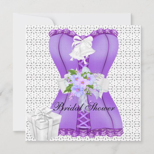 Bruidsjurk Paars Witte Corset Bloem Kaart (Voorkant)