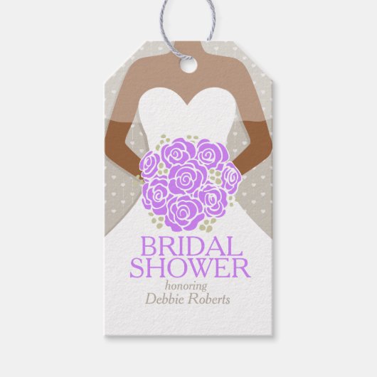 Bruidsjurk paarse rozen proefhuwelijk cadeaulabel (Voorkant)