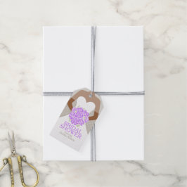 Bruidsjurk paarse rozen proefhuwelijk cadeaulabel