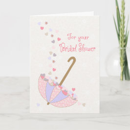 Bruidsjurk paraplu met harten en bloemen kaart
