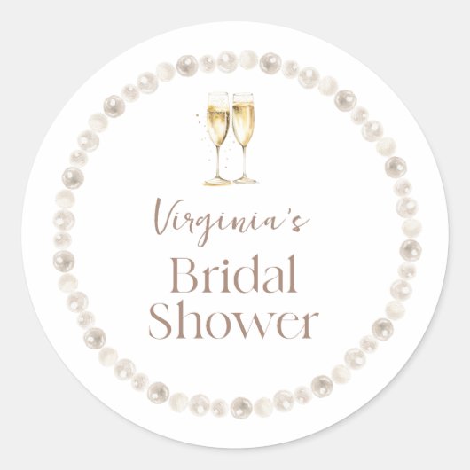 Bruidsjurk Parels en Prosecco Sticker (Voorkant)