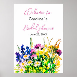 Bruidsjurk poster met wilde bloemen