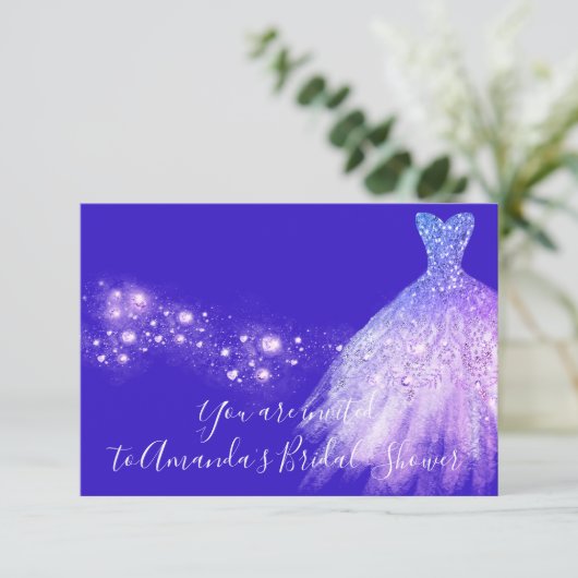 Bruidsjurk Roze Paars Glitters Koningsblauw Kobalt Kaart (Staand voorkant)