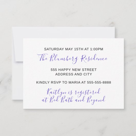 Bruidsjurk Roze Paars Glitters Koningsblauw Kobalt Kaart (Achterkant)