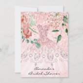 Bruidsjurk Roze Roos Bloemen Kaart (Achterkant)