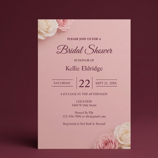 Bruidsjurk Roze Roos Bruiloftfeest Kaart