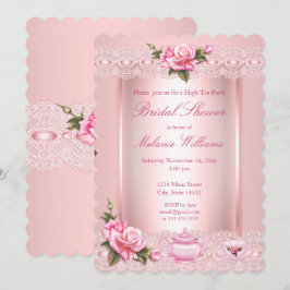 Bruidsjurk Roze rozen Theehuis Feest Kaart