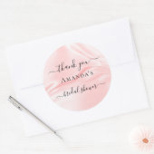 Bruidsjurk roze zijde satijnen naam dank je wel ronde sticker (Envelop)