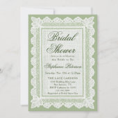 Bruidsjurk Sage Groene Witte Kant Bruidsfeest Kaart (Voorkant)