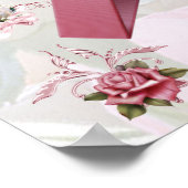 Bruidsjurk Shower Banner Wit Roze Bloemen Poster (Hoek)
