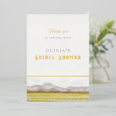 Bruidsjurk Shower Bedankkaart met Prairies in Bloe Folie Uitnodiging (Staand Voorkant)