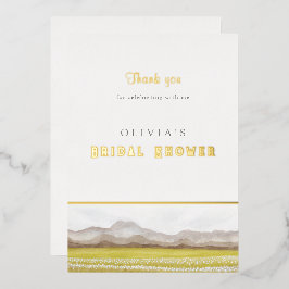 Bruidsjurk Shower Bedankkaart Prairies in Bloei Folie Uitnodiging