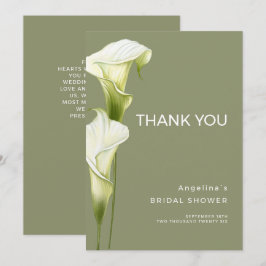 Bruidsjurk Shower Bedankkaartjes "Calla Lilies" Bedankkaart
