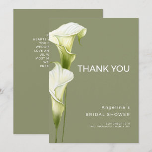 Bruidsjurk Shower Bedankkaartjes "Calla Lilies" Bedankkaart
