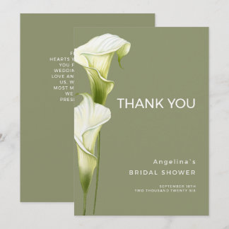 Bruidsjurk Shower Bedankkaartjes "Calla Lilies" Bedankkaart