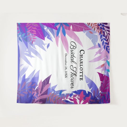 Bruidsjurk Shower Bladeren Tropische Aquarel Achte Wandkleed (Voorkant (horizontaal))