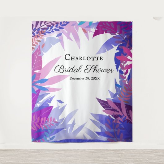 Bruidsjurk Shower Bladeren Tropische Aquarel Achte Wandkleed (Voorkant)