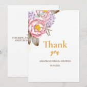 Bruidsjurk shower bloemige eucalyptus roze goud ro bedankkaart (Voorkant / Achterkant)