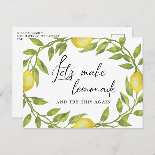 Bruidsjurk Shower Datum Wijzigen Citroenen Groene  Briefkaart (Voorkant / Achterkant)