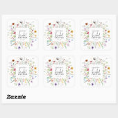 Bruidsjurk Shower Favor met Wilde Bloemen Vierkante Sticker (Vel)