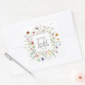 Bruidsjurk Shower Favor met Wilde Bloemen Vierkante Sticker (Envelop)