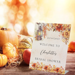 Bruidsjurk Shower herfst oranje bloemen welkom Reclamebord Met Voetstuk