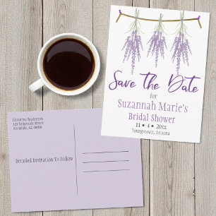Bruidsjurk Shower Save The Date Droge Lavendel Bun Aankondigingskaart