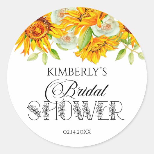 Bruidsjurk Shower Zonnebloem Sticker (Voorkant)