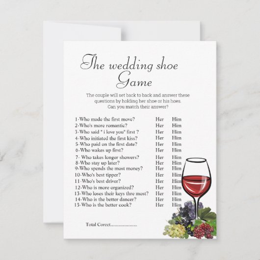 Bruidsjurk spel, het trouwschoen spel,  kaart (Voorkant)