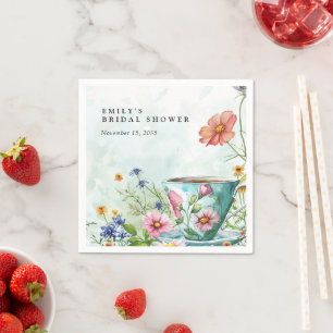 Bruidsjurk Thee Feest Bloemen Servet
