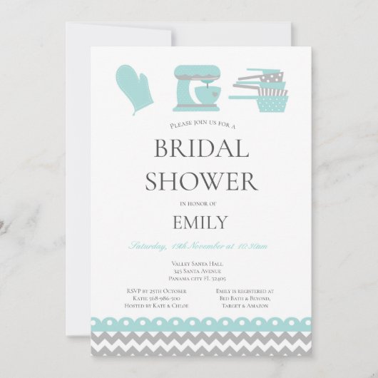 Bruidsjurk thema keuken bruidsshower kaart (Voorkant)