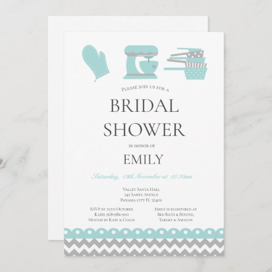 Bruidsjurk thema keuken bruidsshower kaart (Voorkant / Achterkant)