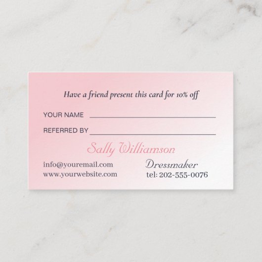 Bruidsjurk Veranderingen Roze Aanbevelingskaartje (Achterkant)