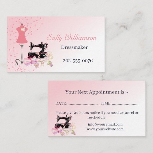 Bruidsjurk Veranderingen Roze Afsprakenkaartje (Voorkant / Achterkant)