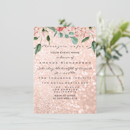 Bruidsjurk Vonk Roos VIP Blush Roos Bloemen Kaart (Staand voorkant)