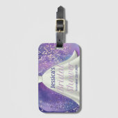 Bruidsjurk voor Bridal Shower Paars & Roze Goud Gl Bagagelabel (Voorkant (verticaal))