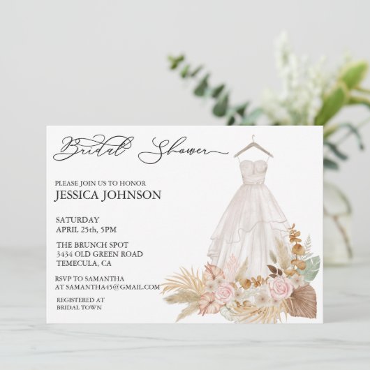 Bruidsjurk voor Bridal Shower Tropisch Boho Blader Kaart (Staand voorkant)