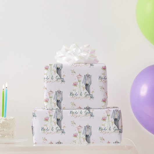 Bruidsjurk voor bruid en bruidegom cadeaupapier (Feestgeschenken)